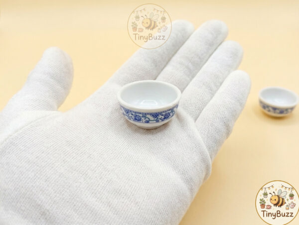 Miniature small blue and white porcelain bowl